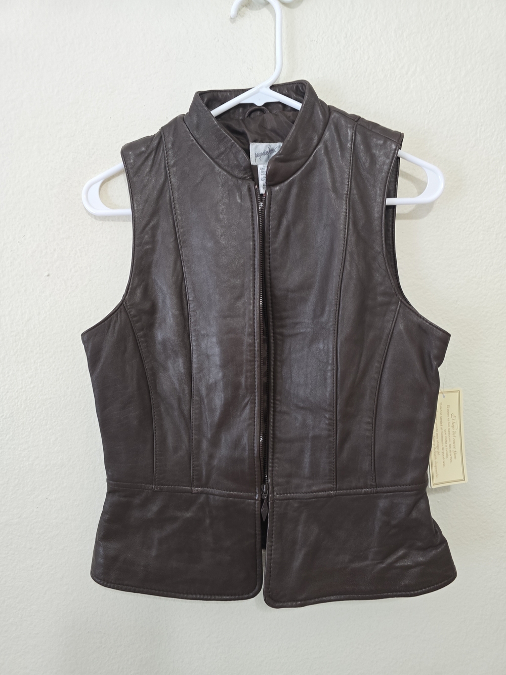 Jacqueline Ferrar Dark Brown Leather Zip Vest